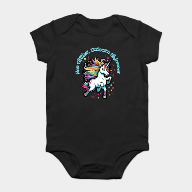 Sea Glitter, Unicorn Shimmer Baby Bodysuit by WarFX Designs